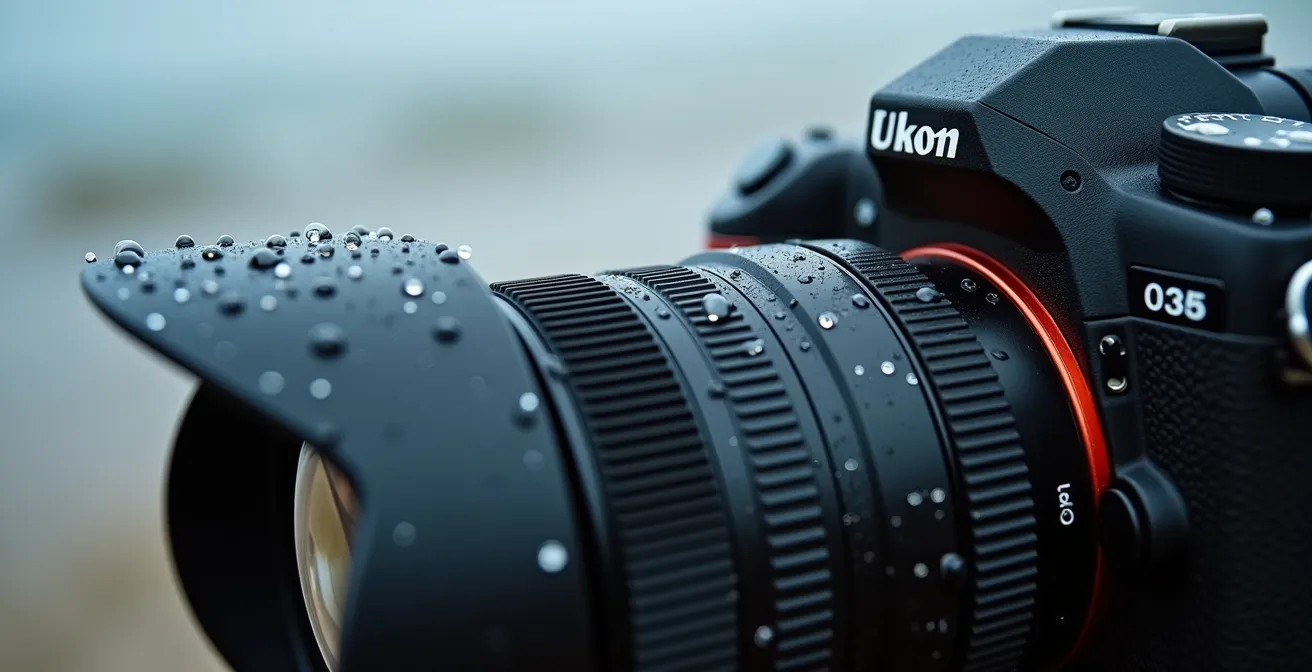 Photography equipment prepared for humid conditions on Tofino beach