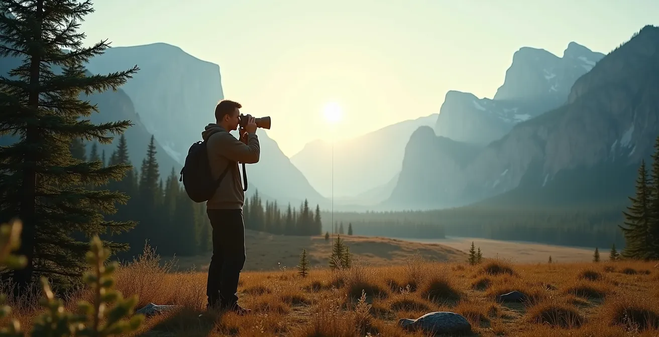 Visual comparison showing photographer with different focal lengths photographing wildlife at legal distances